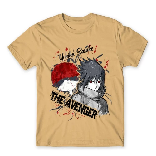 Homok Naruto férfi rövid ujjú póló - Sasuke Uchiha - The Avenger