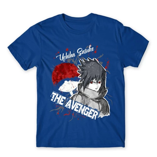 Királykék Naruto férfi rövid ujjú póló - Sasuke Uchiha - The Avenger
