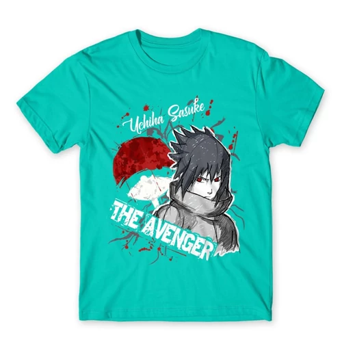 Türkiz Naruto férfi rövid ujjú póló - Sasuke Uchiha - The Avenger