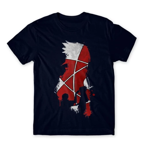 Sötétkék Naruto férfi rövid ujjú póló - Sasuke and Itachi