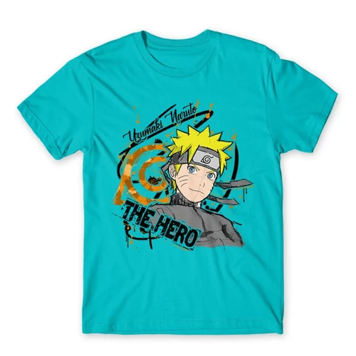 Atollkék Naruto férfi rövid ujjú póló - Uzumaki Naruto