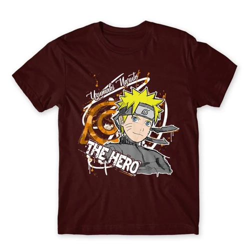 Bordó Naruto férfi rövid ujjú póló - Uzumaki Naruto
