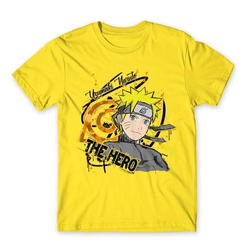 Citromsárga Naruto férfi rövid ujjú póló - Uzumaki Naruto