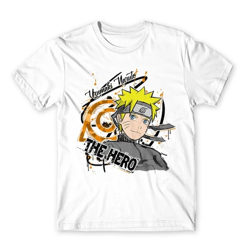 Fehér Naruto férfi rövid ujjú póló - Uzumaki Naruto
