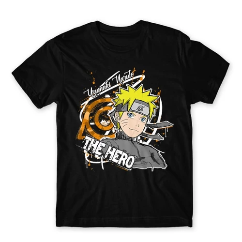 Fekete Naruto férfi rövid ujjú póló - Uzumaki Naruto