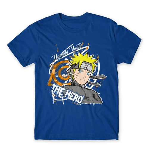 Királykék Naruto férfi rövid ujjú póló - Uzumaki Naruto