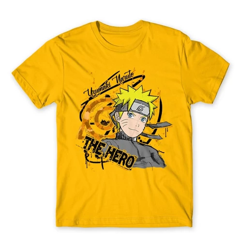 Sárga Naruto férfi rövid ujjú póló - Uzumaki Naruto