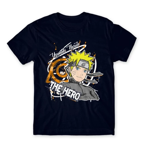 Sötétkék Naruto férfi rövid ujjú póló - Uzumaki Naruto