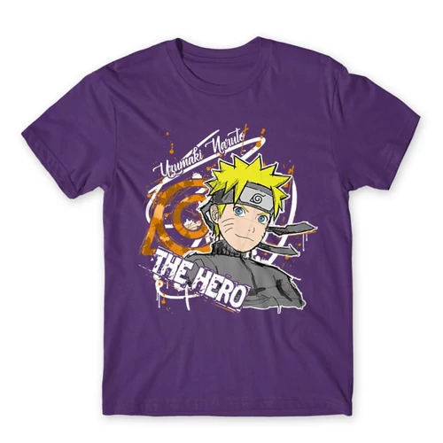Sötétlila Naruto férfi rövid ujjú póló - Uzumaki Naruto