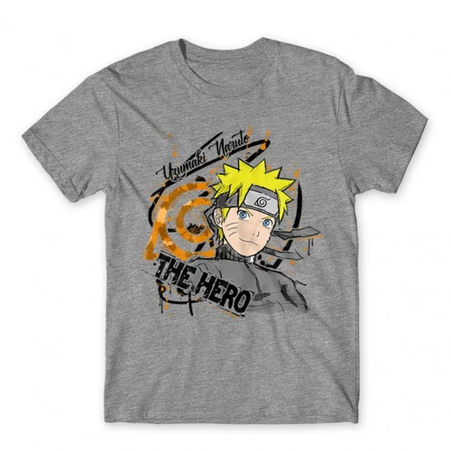 Sportszürke Naruto férfi rövid ujjú póló - Uzumaki Naruto