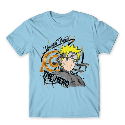 Világoskék Naruto férfi rövid ujjú póló - Uzumaki Naruto