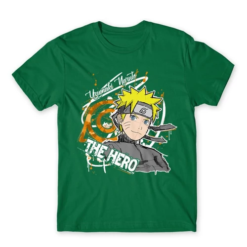 Zöld Naruto férfi rövid ujjú póló - Uzumaki Naruto