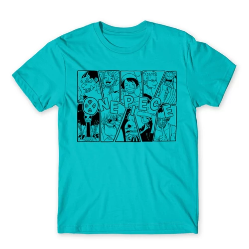 Atollkék One Piece férfi rövid ujjú póló - Black and White