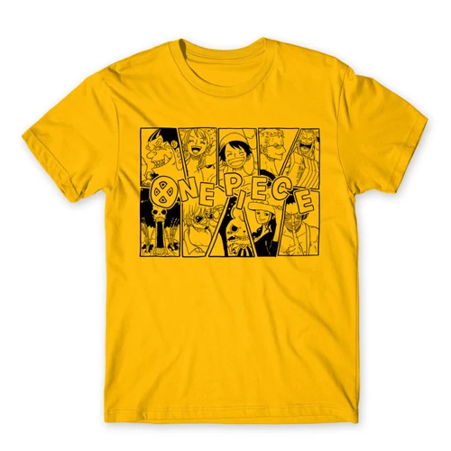 Sárga One Piece férfi rövid ujjú póló - Black and White