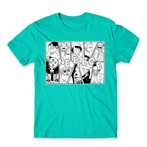 Türkiz One Piece férfi rövid ujjú póló - Black and White