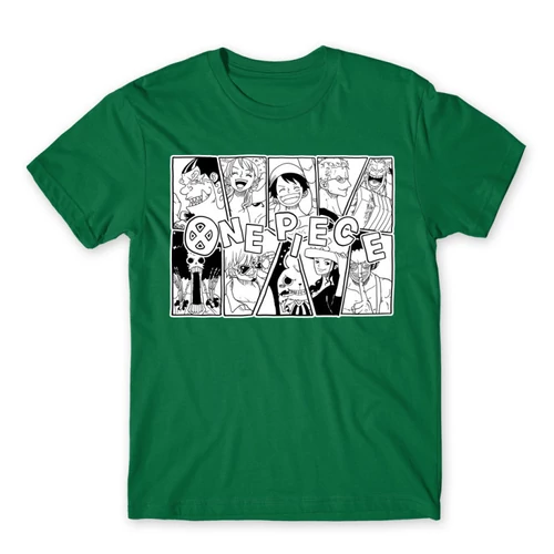 Zöld One Piece férfi rövid ujjú póló - Black and White
