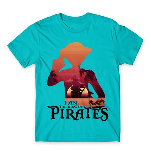 Atollkék One Piece férfi rövid ujjú póló - I Am The King Of Pirates