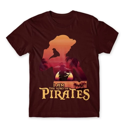 Bordó One Piece férfi rövid ujjú póló - I Am The King Of Pirates