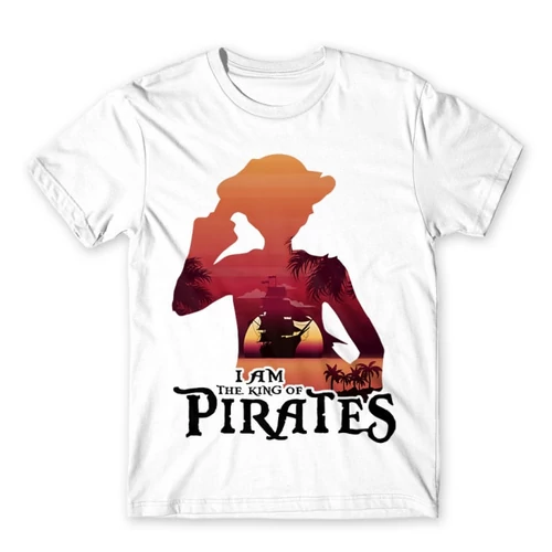 Fehér One Piece férfi rövid ujjú póló - I Am The King Of Pirates