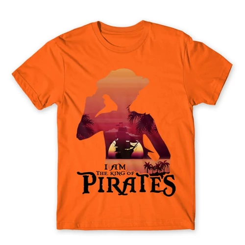 Narancs One Piece férfi rövid ujjú póló - I Am The King Of Pirates