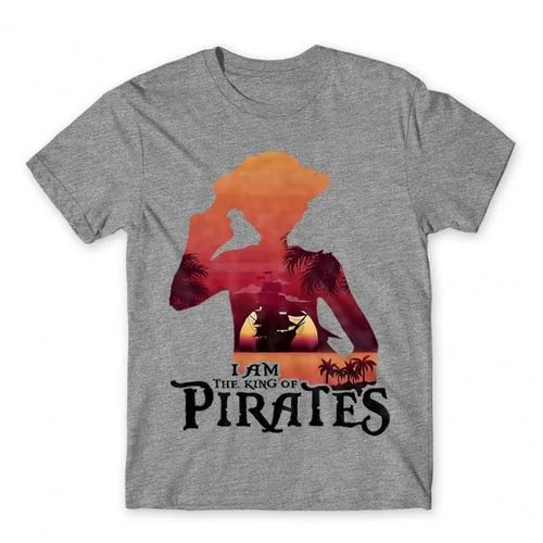 Sportszürke One Piece férfi rövid ujjú póló - I Am The King Of Pirates