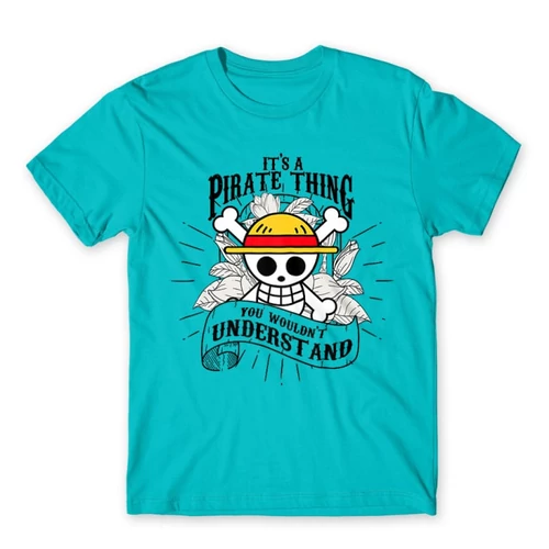 Atollkék One Piece férfi rövid ujjú póló - It’s A Pirate Thing
