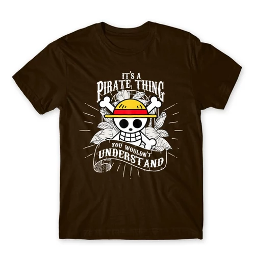 Barna One Piece férfi rövid ujjú póló - It’s A Pirate Thing