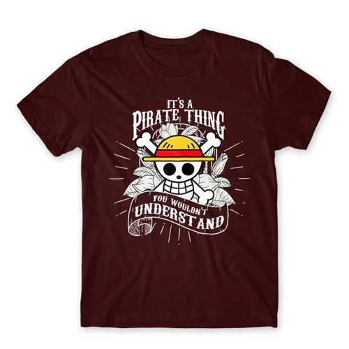 Bordó One Piece férfi rövid ujjú póló - It’s A Pirate Thing