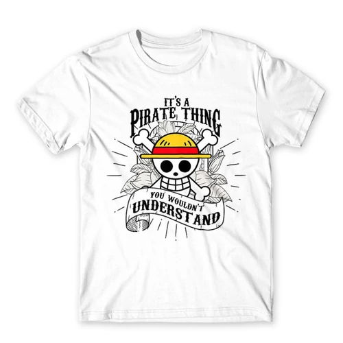 Fehér One Piece férfi rövid ujjú póló - It’s A Pirate Thing