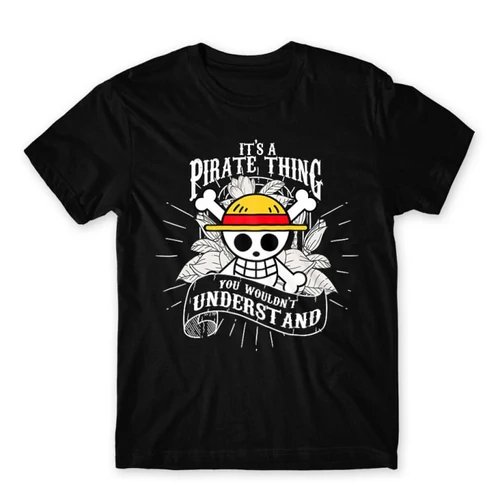 Fekete One Piece férfi rövid ujjú póló - It’s A Pirate Thing