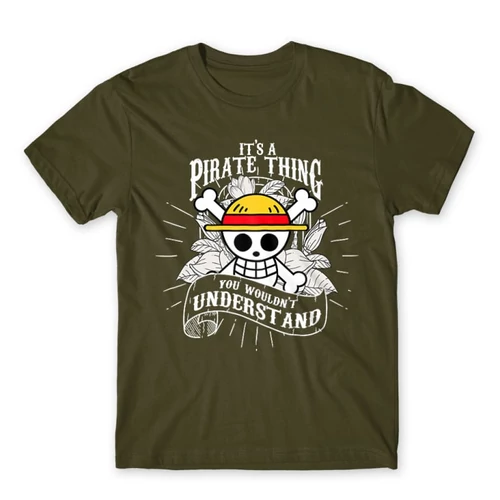 Khaki One Piece férfi rövid ujjú póló - It’s A Pirate Thing