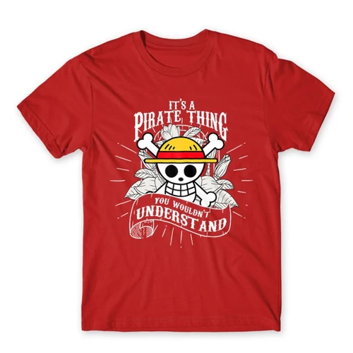 Piros One Piece férfi rövid ujjú póló - It’s A Pirate Thing