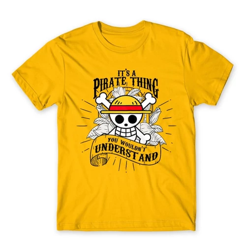Sárga One Piece férfi rövid ujjú póló - It’s A Pirate Thing