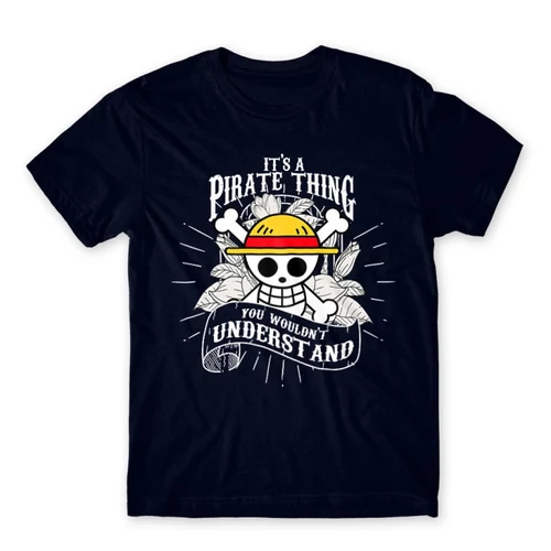 Sötétkék One Piece férfi rövid ujjú póló - It’s A Pirate Thing