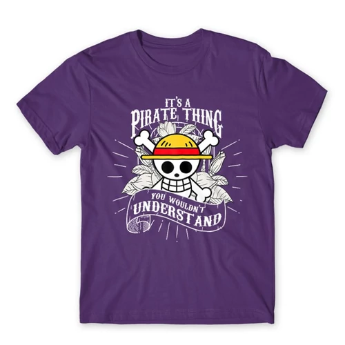 Sötétlila One Piece férfi rövid ujjú póló - It’s A Pirate Thing
