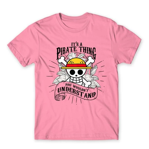 Világos rózsaszín One Piece férfi rövid ujjú póló - It’s A Pirate Thing