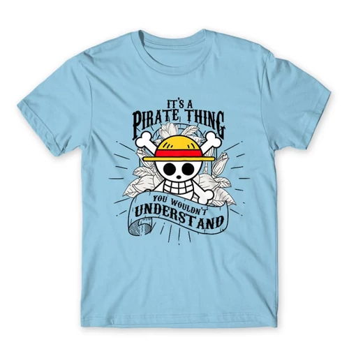 Világoskék One Piece férfi rövid ujjú póló - It’s A Pirate Thing