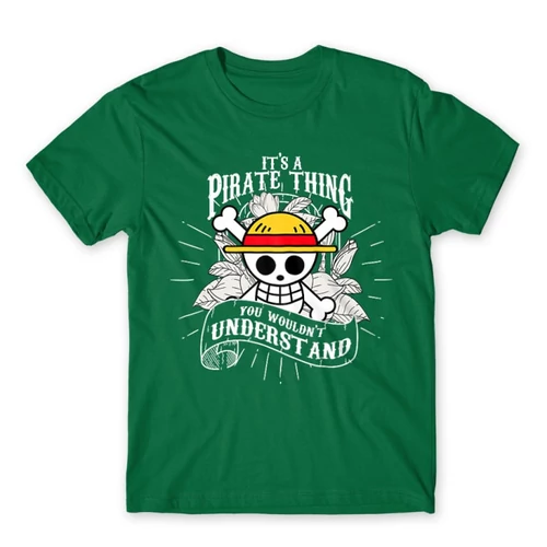 Zöld One Piece férfi rövid ujjú póló - It’s A Pirate Thing