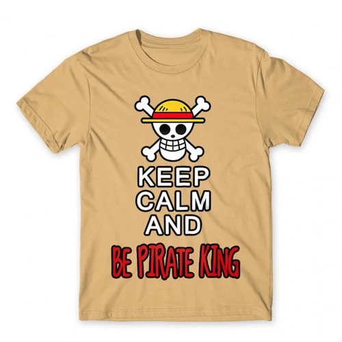 Homok One Piece férfi rövid ujjú póló - Keep Calm and Be Pirate King