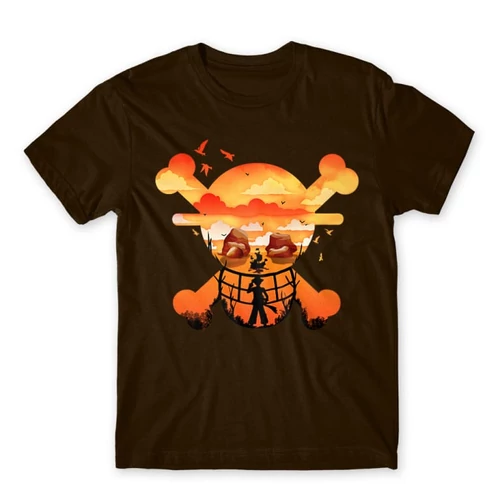 Barna One Piece férfi rövid ujjú póló - Logo Silhouette