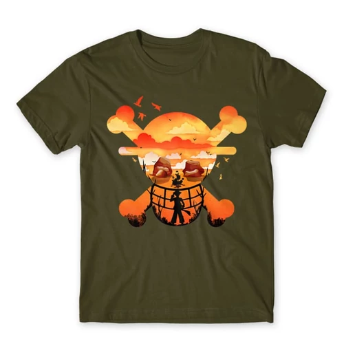 Khaki One Piece férfi rövid ujjú póló - Logo Silhouette