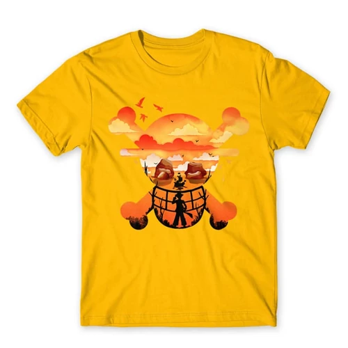 Sárga One Piece férfi rövid ujjú póló - Logo Silhouette