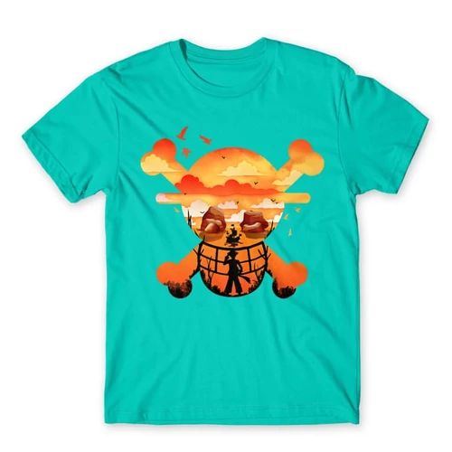 Türkiz One Piece férfi rövid ujjú póló - Logo Silhouette