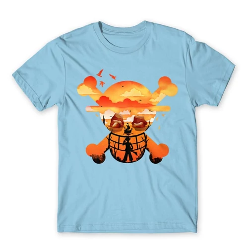 Világoskék One Piece férfi rövid ujjú póló - Logo Silhouette