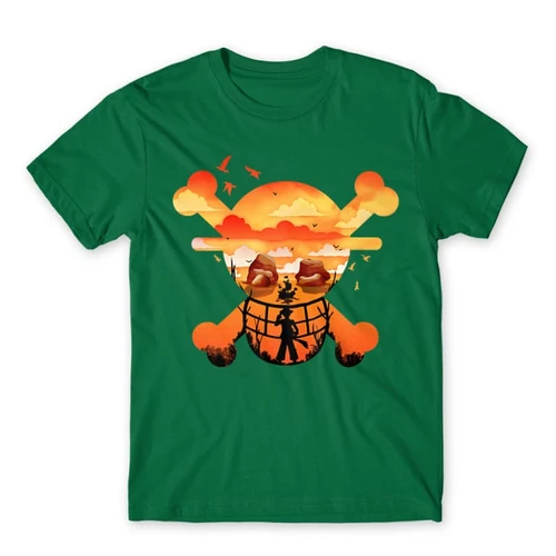 Zöld One Piece férfi rövid ujjú póló - Logo Silhouette