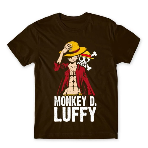 Barna One Piece férfi rövid ujjú póló - Luffy Color