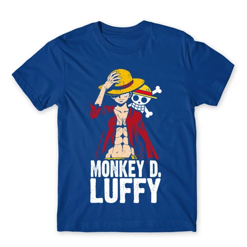 Királykék One Piece férfi rövid ujjú póló - Luffy Color