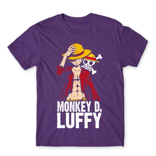 Sötétlila One Piece férfi rövid ujjú póló - Luffy Color