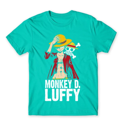 Türkiz One Piece férfi rövid ujjú póló - Luffy Color