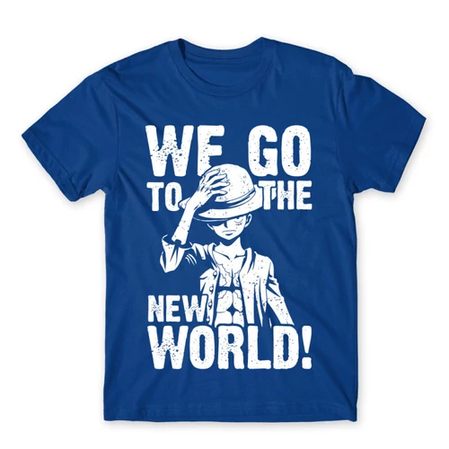 Királykék One Piece férfi rövid ujjú póló - Luffy Monochrome